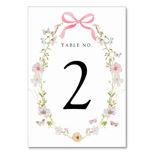 Roze Wildflower Vlinders Tafelnummer (Achterkant)