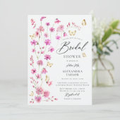  roze Wildflower Vlinders Vrijgezellenfeest Kaart (Staand voorkant)