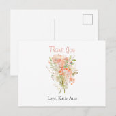 Roze Wildflower Waterverf Floral Briefkaart (Voorkant / Achterkant)