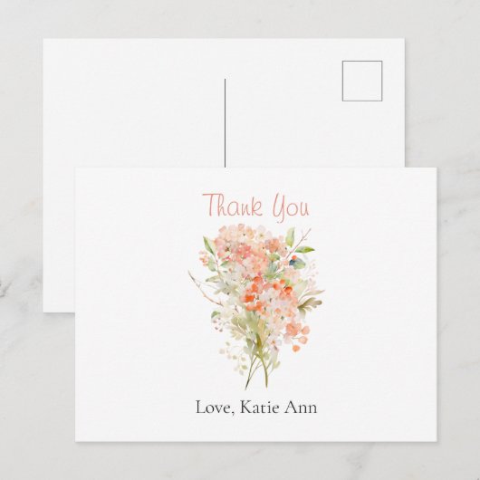 Roze Wildflower Waterverf Floral Briefkaart (Voorkant / Achterkant)