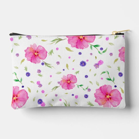 Roze Wildflower Waterverf Pouch Gift voor Mam Etui (Achterkant)
