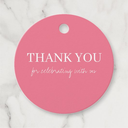 Roze Wildflower Wedding Favoriet Labels (Voorkant)