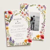 Roze Wildflower Wedding Invitation Suite, Tuin Wij Kaart