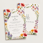 Roze Wildflower Wedding Invitation Suite, Tuin Wij Kaart