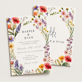 Roze Wildflower Wedding Invitation Suite, Tuin Wij Kaart
