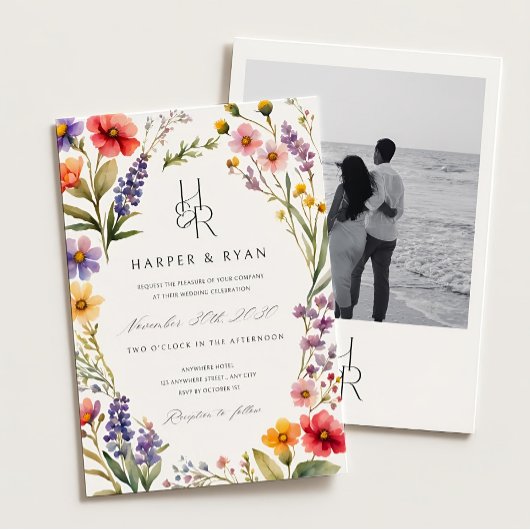 Roze Wildflower Wedding Invitation Suite, Tuin Wij Kaart