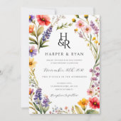 Roze Wildflower Wedding Invitation Suite, Tuin Wij Kaart (Voorkant)