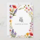 Roze Wildflower Wedding Invitation Suite, Tuin Wij Kaart (Achterkant)