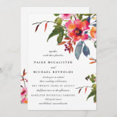 Roze Wildflower Wedding Kaart (Voorkant / Achterkant)