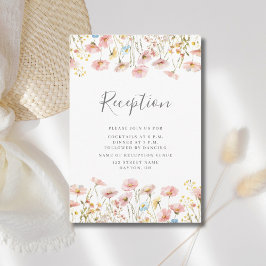 Roze Wildflower Wedding Receptie Enclosure Kaart