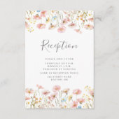 Roze Wildflower Wedding Receptie Enclosure Kaart (Voorkant)