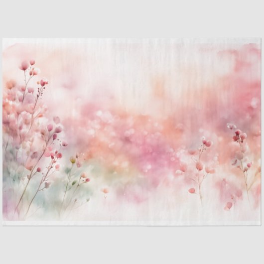 Roze Wildflower Weefselpapier Tissuepapier (Voorkant)