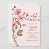 Roze Wildflower Wilde Bloem Bloemen Vrijgezellenfe Kaart (Voorkant)