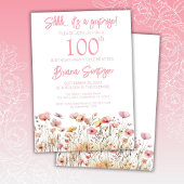 Roze Wildflowers 100e verrassingsverjaardagsfeestj Kaart