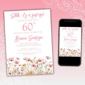 Roze Wildflowers 60e Verrassing Verjaardagsfeest Kaart