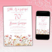 Roze Wildflowers 70e verrassingsverjaardagsfeestje Kaart