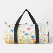 Roze Wildflowers Bloeiende Bloemen Plunjezak (Voorkant)