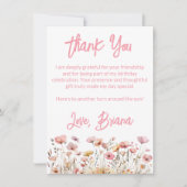 Roze Wildflowers Bloemen Dankjewel Kaart (Voorkant)