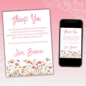 Roze Wildflowers Bloemen Dankjewel Kaart