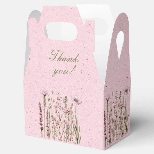 Roze Wildflowers Border op een roze achtergrond Bedankdoosjes (Geopend)