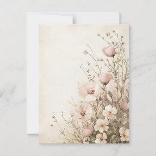Roze Wildflowers Cottagecore Briefkaart