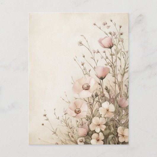 Roze Wildflowers Cottagecore Briefkaart (Voorkant)