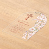 Roze Wildflowers en Bows Arch bevestiging Acryl Uitnodigingen (Laagn)