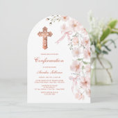 Roze Wildflowers en Bows Arch bevestiging Kaart (Staand voorkant)