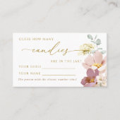 Roze Wildflowers Hoeveel Snoepjes Douche Game Card Plaatskaartje (Voorkant)