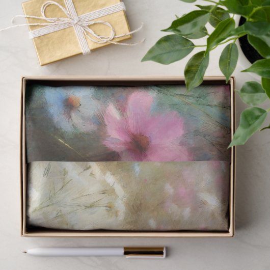 Roze Wildflowers Impressionist Schilderij Decoupag Tissuepapier (Geschenk)
