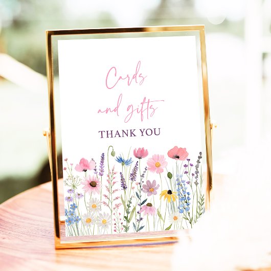 Roze Wildflowers Kaarten en geschenken Baby shower Poster