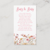 Roze Wildflowers Meisje Baby shower Boeken voor Ba Informatiekaartje (Voorkant)