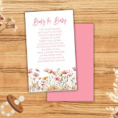 Roze Wildflowers Meisje Baby shower Boeken voor Ba Informatiekaartje