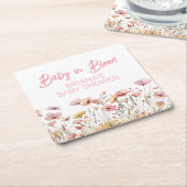 Roze Wildflowers Meisje Baby shower Kartonnen Onderzetters (Schuin)