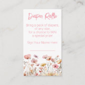 Roze Wildflowers Meisje Baby shower Luier Raffle Informatiekaartje (Voorkant)