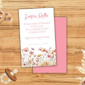 Roze Wildflowers Meisje Baby shower Luier Raffle Informatiekaartje