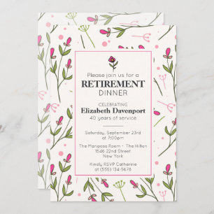  roze Wildflowers Pensioendiner Kaart