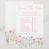 Roze Wildflowers Raad de prijs Douche spel (Voorkant / Achterkant)