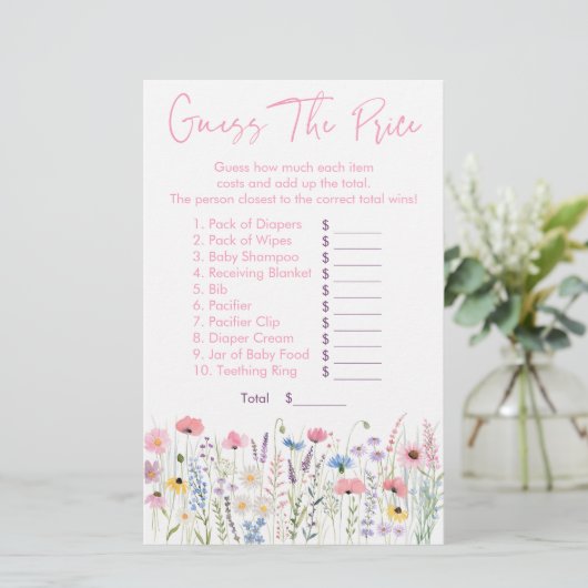 Roze Wildflowers Raad de prijs Douche spel (Staand voorkant)