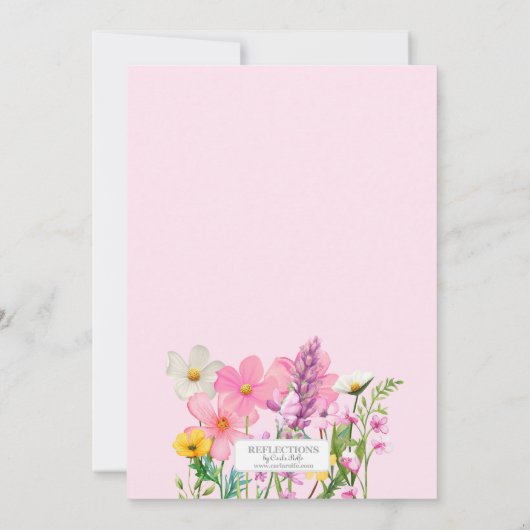 Roze Wildflowers Theme Girl's Birthday Kaart (Achterkant)