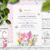 Roze Wildflowers Theme Girl's Birthday Kaart
