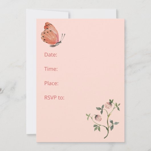 Roze Wildflowers Verjaardagsfeest Kaart (Achterkant)