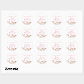 Roze Wildflowers Verjaardagsfeest Ronde Sticker (Vel)