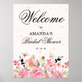 Roze Wildflowers Vrijgezellenfeest Welkomstbord Poster (Voorkant)