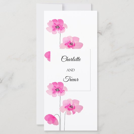 Roze Wildflowers Waterverf Art Kaart (Voorkant)