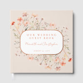 Roze Wildflowers Wedding Roos Gold Gastenboek (Voorkant)