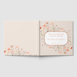 Roze Wildflowers Wedding Roos Gold Gastenboek