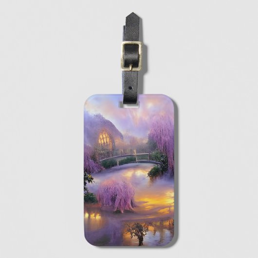 Roze wilgen bij zonsondergang bij de vijver Bagagelabel (Voorkant (verticaal))