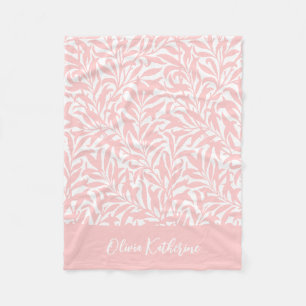 Roze Wilgentak met Initialen Fleece Deken