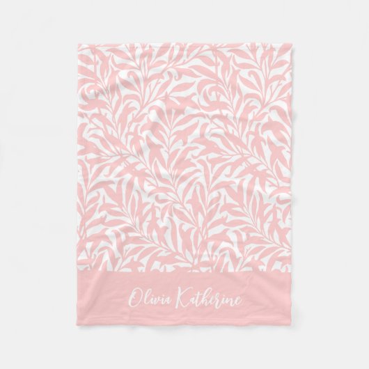 Roze Wilgentak met Initialen Fleece Deken (Voorkant)
